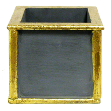 Load image into Gallery viewer, [WSPS-DG-ORGRDD] Wooden Square Container Dark Blue Gray Gold - Double Orchid White &amp; Green
