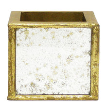 Load image into Gallery viewer, [WSPS-GAM-RBKGOHDW] Wooden Square Container Small - Gold Antique w/ Antique Mirror &amp; Medallion - Roses White, Banksia Gold, Brunia Gold &amp; Hydrangea White