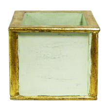 Load image into Gallery viewer, [WSPS-GG-ORYED] Wooden Square Container Grey Green- White &amp; Yellow Double Orchid Artificial