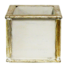 Load image into Gallery viewer, [WSPS-GS-ORGRD] Wooden Square Container Antique Silver - Double Orchid White &amp; Green