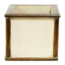 Load image into Gallery viewer, [WSPS-PD-ORYE3] Wooden Square Container Bronze Patina - - White &amp; Yellow Orchid Artificial