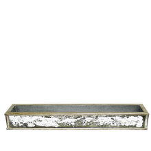 Load image into Gallery viewer, [WSRP-SAM-RBKSIHDW] Wooden Short Rect Silver w/ Antique Mirror Container - Roses White, Banksia Silver, Brunia Natural &amp; Hydrangea White

