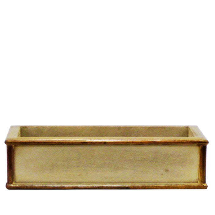 Wooden Short Rect Planter Small - Patina Distressed w/ Bronze