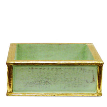 Load image into Gallery viewer, [WSSP-GG-SUGR] Wooden Short Square Container Gray Green w/ Gold - Succulents Green Artificial