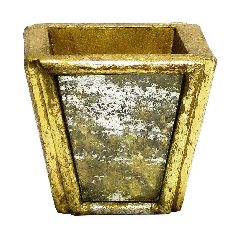 Wooden Small Planter - Gold Antique w/ Antique Mirror