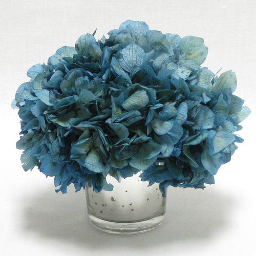 Mercury Glass Votive - Hydrangea Natural Blue