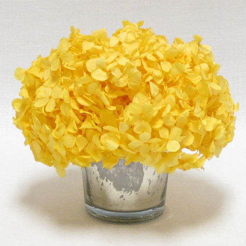 Mercury Glass Votive - Hydrangea Yellow