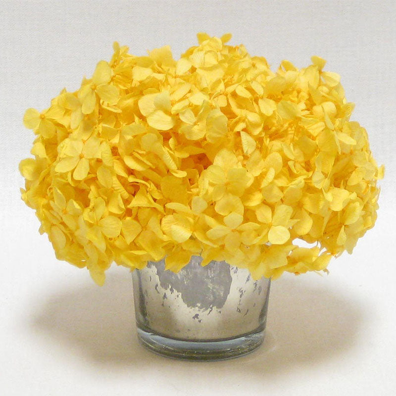 Mercury Glass Votive - Hydrangea Yellow