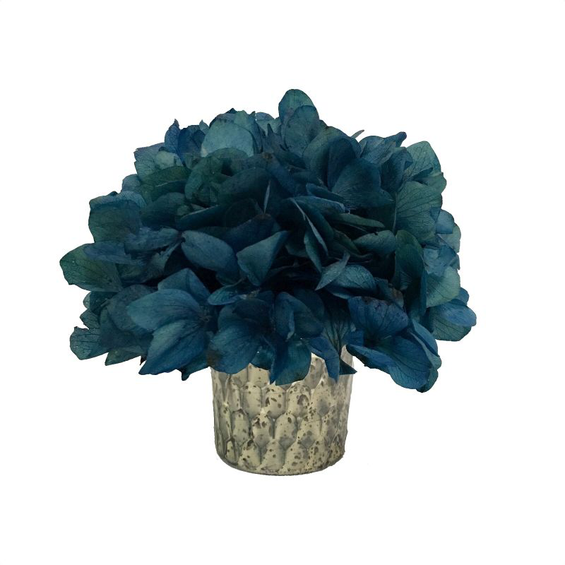 Glass Votive Hammered - Hydrangea Natural Blue