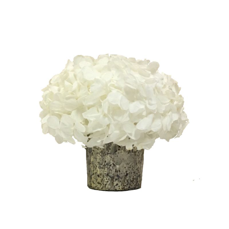 Glass Votive Hammered - Hydrangea White
