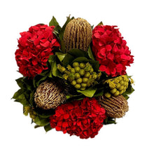 Load image into Gallery viewer, [MSP-G-BKMGHDR] Holiday Floral Red &amp; Gold in Square Gold Leaf Container
