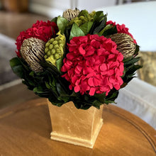 Load image into Gallery viewer, [MSP-G-BKMGHDR] Holiday Floral Red &amp; Gold in Square Gold Leaf Container