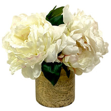 Load image into Gallery viewer, [RESM-PNYW] Gold Glass Vase Medium - Artificial Peony White
