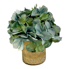 Load image into Gallery viewer, Gold Glass Vase Small - Artificial Hydrangea Light Blue
