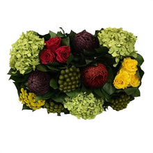 Load image into Gallery viewer, [RPS-GG-MLP] Rectangular Planter Small Grey Green - Multicolor Red, Yellow, Purple w/ Basil Hydrangea