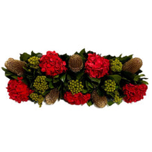 Load image into Gallery viewer, [RPL-G-BKMGHDR] Holiday Floral Red &amp; Gold in Long Rectangular Gold Leaf Container