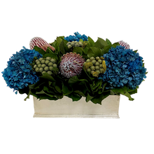 Load image into Gallery viewer, Small Rect Container Silver Leaf - Banksia, Manzi Blue &amp; Hydrangea Natural Blue