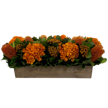 Load image into Gallery viewer, Wooden Long Container Brown Stain - Banksia Manzi Autumn &amp; Hydrangea Rust Brown
