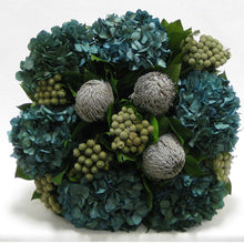 Load image into Gallery viewer, [WC6W-BKBRHDNB] Wooden Cube Container Whitewash Stain - Banksia Lt Grey, Brunia Nat &amp; Hydrangea Natural Blue