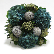 Load image into Gallery viewer, [WC73W-BKBRHDNB] Wooden Short Container Whitewash Stain - Banksia Gray, Brunia Natural &amp; Hydrangea Natural Blue
