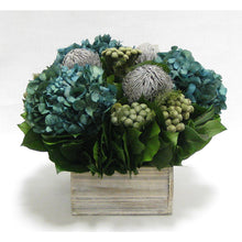 Load image into Gallery viewer, Wooden Short Container Whitewash Stain - Banksia Gray, Brunia Natural &amp; Hydrangea Natural Blue