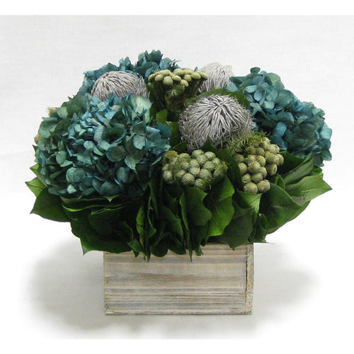 Wooden Short Container Whitewash Stain - Banksia Gray, Brunia Natural & Hydrangea Natural Blue