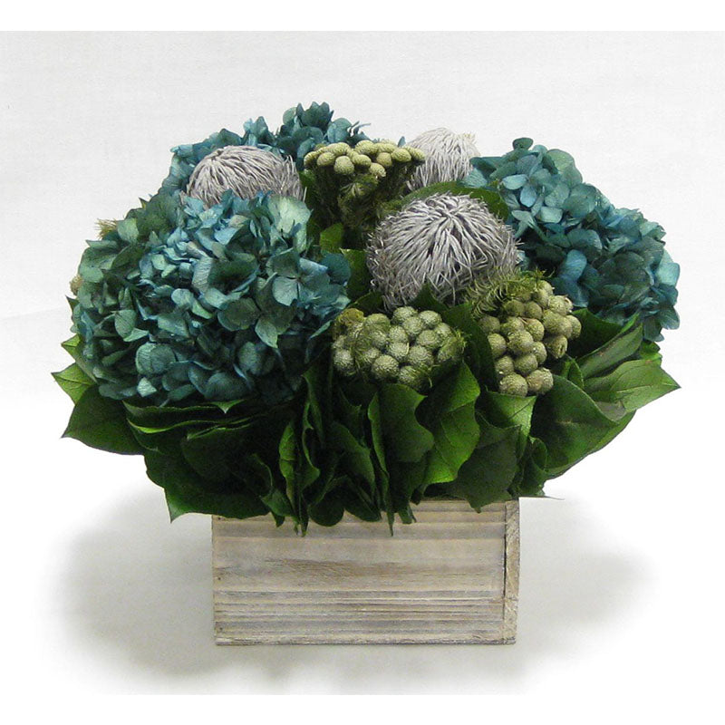 Wooden Short Container Whitewash Stain - Banksia Gray, Brunia Natural & Hydrangea Natural Blue