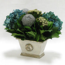 Load image into Gallery viewer, [WMRPM-GS-BKBRHDNB] Wooden Mini Rect Container Gray Silver - Banksia Gray, Brunia Natural &amp; Hydrangea Natural Blue
