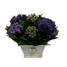 Load image into Gallery viewer, Wooden Mini Rect Container Gray Silver - Banksia Purple, Brunia Natural, &amp; Hydrangea Purple