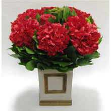 Load image into Gallery viewer, Wooden Small Square Container w/Inset Patina Distressed - Roses, Brunia &amp; Hydrangea Red