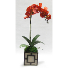 Load image into Gallery viewer, Wooden Mini Square Container w/ Square - Patina Distressed w/Bronze - Orange Orchid Artificial

