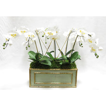 Load image into Gallery viewer, Wooden Medium Rect Container Grey Green - White &amp; Yellow Orchid Artificial
