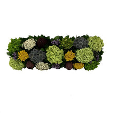 Load image into Gallery viewer, [WSRP-DG-ECHDB] Wooden Short Rect Container Dark Blue Grey w/ Gold - Echinops w/Banksia, Brunia, Pharalis &amp; Hydrangea Basil