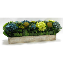 Load image into Gallery viewer, [WSRP-WA-HDBHDNB] Wooden Short Rect Container Natural - Banksia, Pharalis &amp; Hydrangea Basil &amp; Natural Blue
