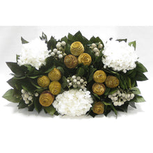 Load image into Gallery viewer, [WSRPS-GAM-SCNHDW] Wooden Short Rect Gold Small w/ Antique Mirror Container - Spiral Cone Natural, Brunia Spray &amp; Hydrangea White
