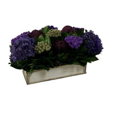 Load image into Gallery viewer, [WSRPS-GS-BKHDPU] Wooden Short Rect.Container Antique Silver - Banksia Purple, Brunia Natural &amp; Hydrangea Purple
