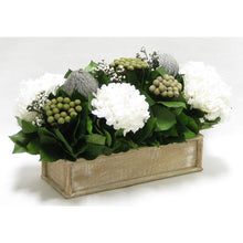 Load image into Gallery viewer, [WSRPS-WA-BKGYHDW] Wooden Short Rect.Container Natural - Banksia Gray, Brunia Natural &amp; Hydrangea White
