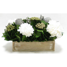 Load image into Gallery viewer, Wooden Short Rect.Container Natural - Banksia Gray, Brunia Natural &amp; Hydrangea White
