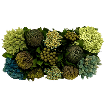 Load image into Gallery viewer, [WSRPS-WA-HDBHDNB] Wooden Short Rect Container Natural - Banksia, Pharalis, Hydrangea Basil &amp; Natural Blue