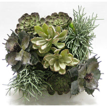 Load image into Gallery viewer, [WSSP-GS-SUSG] Wooden Short Square Container Antique Gray w/ Silver - Succulents Sage Artificial
