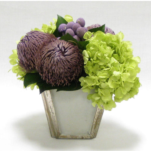 Wooden Small Container Grey Silver - Brunia Lavender, Banksia Lavender, & Hydrandea Basil